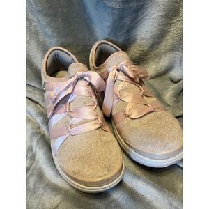 Bzees Women's Size 11M Rose Gold Glitter Sneakers with Ribbon Laces